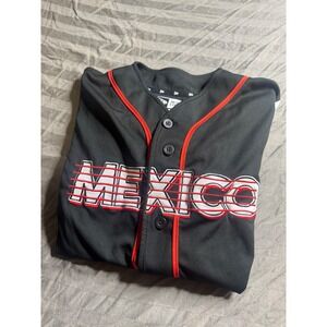 New Era Mexico Baseball Jersey Kids Medium Black White Red 80th Anniversary
